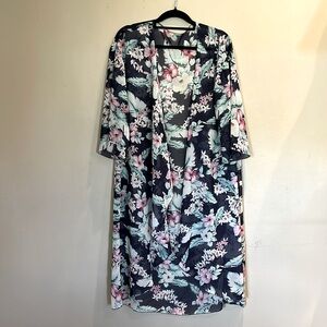 Hibiscus long sheer Kimono/ swim suit cover. Size L. But it’s over size.